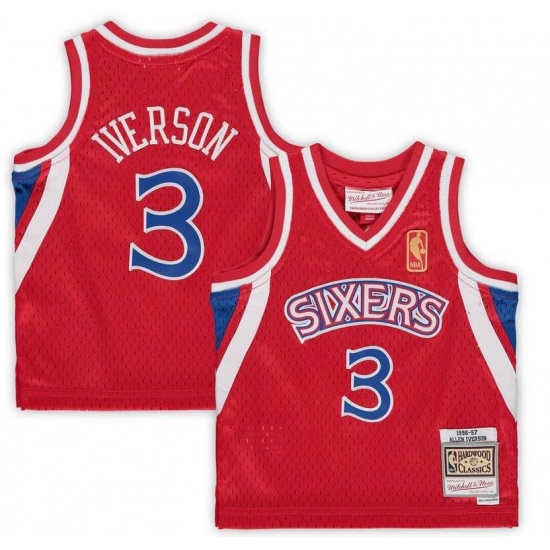 Toddler Philadelphia 76ers 3 Allen Iverson Red 1996 1997 Hardwood Classics Jersey Toddler Philadelphia 76ers 3 Allen Iverson Red 1996 1997 Hardwood Classics Jersey