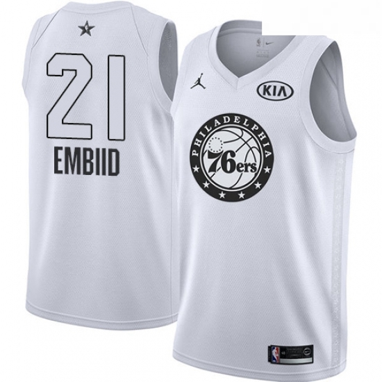 Youth Nike Jordan Philadelphia 76ers 21 Joel Embiid Swingman White 2018 All Star Game NBA Jersey Youth Nike Jordan Philadelphia 76ers 21 Joel Embiid Swingman White 2018 All Star Game NBA Jersey