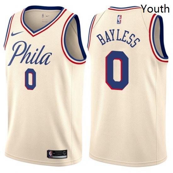 Youth Nike Philadelphia 76ers 0 Jerryd Bayless Swingman Cream NBA Jersey City Edition Youth Nike Philadelphia 76ers 0 Jerryd Bayless Swingman Cream NBA Jersey City Edition