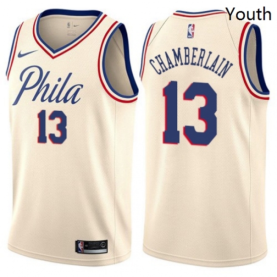 Youth Nike Philadelphia 76ers 13 Wilt Chamberlain Swingman Cream NBA Jersey City Edition Youth Nike Philadelphia 76ers 13 Wilt Chamberlain Swingman Cream NBA Jersey City Edition