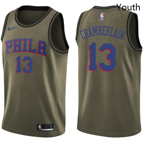 Youth Nike Philadelphia 76ers 13 Wilt Chamberlain Swingman Green Salute to Service NBA Jersey Youth Nike Philadelphia 76ers 13 Wilt Chamberlain Swingman Green Salute to Service NBA Jersey