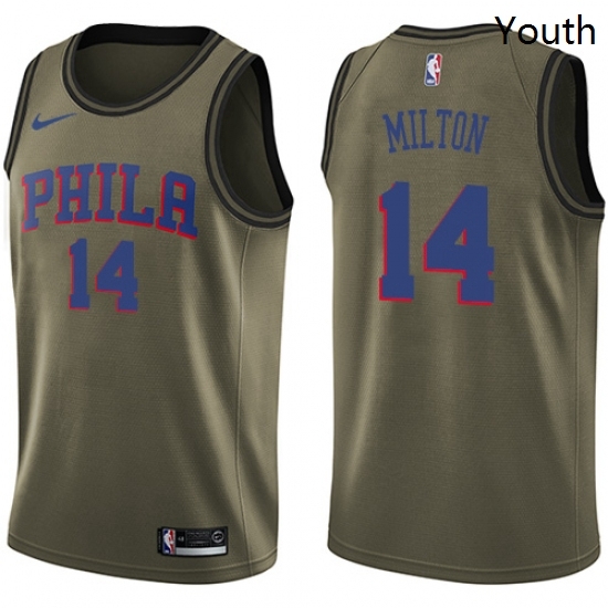 Youth Nike Philadelphia 76ers 14 Shake Milton Swingman Green Salute to Service NBA Jersey Youth Nike Philadelphia 76ers 14 Shake Milton Swingman Green Salute to Service NBA Jersey