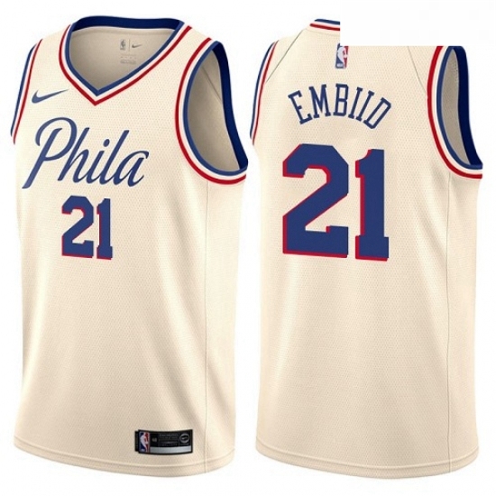 Youth Nike Philadelphia 76ers 21 Joel Embiid Swingman Cream NBA Jersey City Edition Youth Nike Philadelphia 76ers 21 Joel Embiid Swingman Cream NBA Jersey City Edition