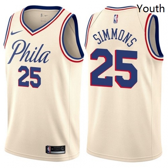 Youth Nike Philadelphia 76ers 25 Ben Simmons Swingman Cream NBA Jersey City Edition Youth Nike Philadelphia 76ers 25 Ben Simmons Swingman Cream NBA Jersey City Edition