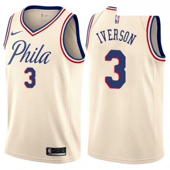 Youth Nike Philadelphia 76ers 3 Allen Iverson Swingman Cream NBA Jersey City Edition Youth Nike Philadelphia 76ers 3 Allen Iverson Swingman Cream NBA Jersey City Edition