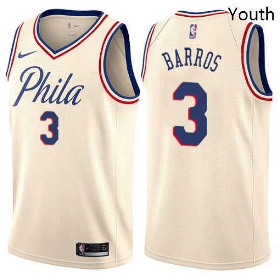 Youth Nike Philadelphia 76ers 3 Dana Barros Swingman Cream NBA Jersey City Edition Youth Nike Philadelphia 76ers 3 Dana Barros Swingman Cream NBA Jersey City Edition
