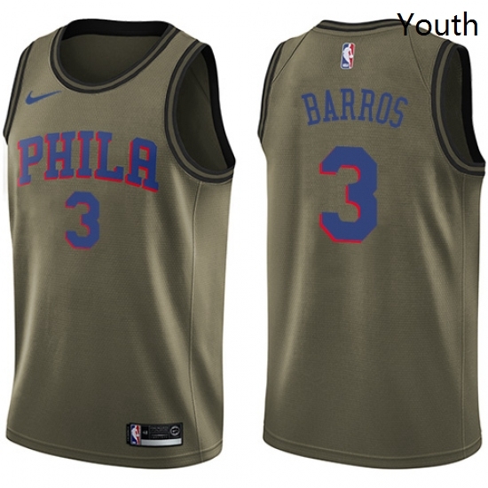 Youth Nike Philadelphia 76ers 3 Dana Barros Swingman Green Salute to Service NBA Jersey Youth Nike Philadelphia 76ers 3 Dana Barros Swingman Green Salute to Service NBA Jersey