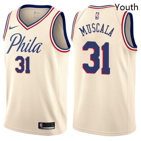 Youth Nike Philadelphia 76ers 31 Mike Muscala Swingman Cream NBA Jersey City Edition Youth Nike Philadelphia 76ers 31 Mike Muscala Swingman Cream NBA Jersey City Edition