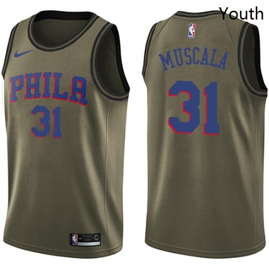 Youth Nike Philadelphia 76ers 31 Mike Muscala Swingman Green Salute to Service NBA Jersey Youth Nike Philadelphia 76ers 31 Mike Muscala Swingman Green Salute to Service NBA Jersey