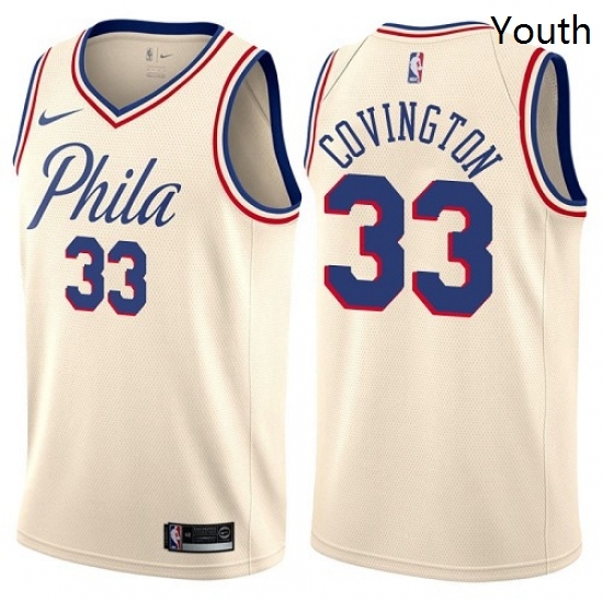 Youth Nike Philadelphia 76ers 33 Robert Covington Swingman Cream NBA Jersey City Edition Youth Nike Philadelphia 76ers 33 Robert Covington Swingman Cream NBA Jersey City Edition