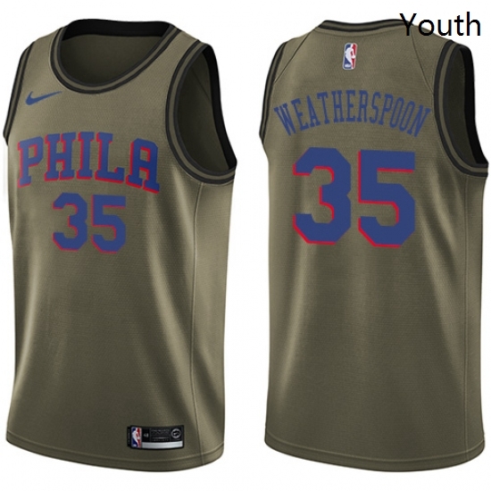 Youth Nike Philadelphia 76ers 35 Clarence Weatherspoon Swingman Green Salute to Service NBA Jersey Youth Nike Philadelphia 76ers 35 Clarence Weatherspoon Swingman Green Salute to Service NBA Jersey