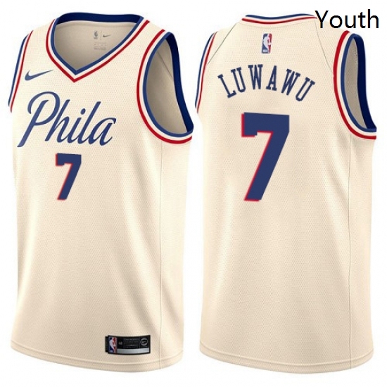 Youth Nike Philadelphia 76ers 7 Timothe Luwawu Swingman Cream NBA Jersey City Edition Youth Nike Philadelphia 76ers 7 Timothe Luwawu Swingman Cream NBA Jersey City Edition