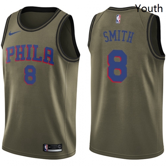 Youth Nike Philadelphia 76ers 8 Zhaire Smith Swingman Green Salute to Service NBA Jersey 