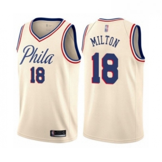 Youth Philadelphia 76ers 18 Shake Milton Swingman Cream Basketball Jersey City Edition Youth Philadelphia 76ers 18 Shake Milton Swingman Cream Basketball Jersey City Edition