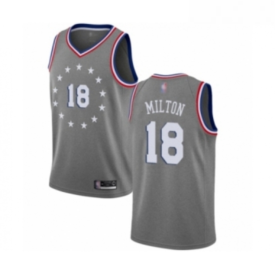 Youth Philadelphia 76ers 18 Shake Milton Swingman Gray Basketball Jersey City Edition Youth Philadelphia 76ers 18 Shake Milton Swingman Gray Basketball Jersey City Edition