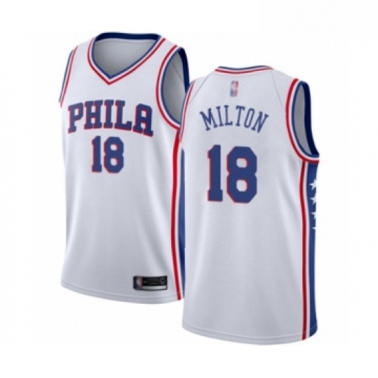 Youth Philadelphia 76ers 18 Shake Milton Swingman White Basketball Jersey Association Edition Youth Philadelphia 76ers 18 Shake Milton Swingman White Basketball Jersey Association Edition