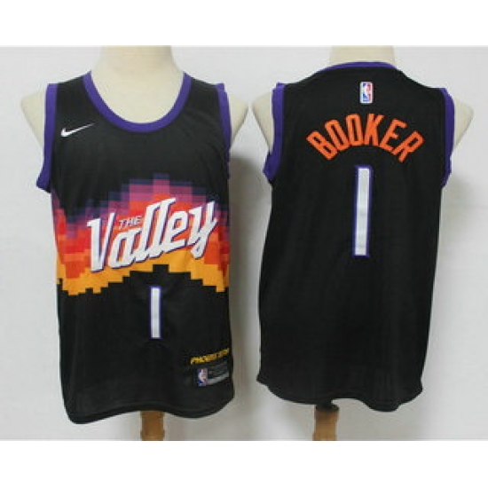 Men Phoenix Suns 1 Devin Booker Black 2021 City Edition NBA Swingman Jersey Men Phoenix Suns 1 Devin Booker Black 2021 City Edition NBA Swingman Jersey