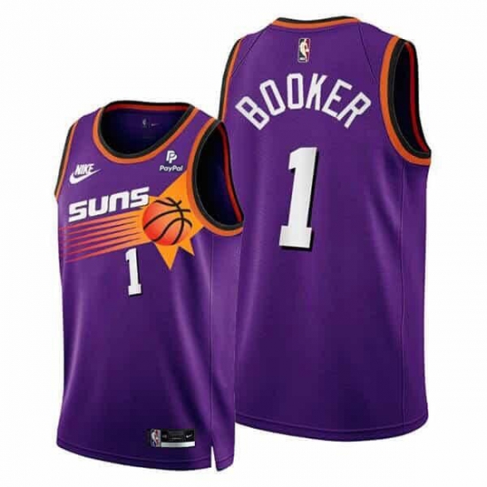 Men Phoenix Suns 1 Devin Booker Purple Stitched Basketball Jersey Men Phoenix Suns 1 Devin Booker Purple Stitched Basketball Jersey