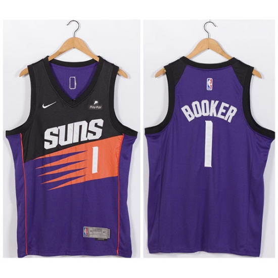 Men Phoenix Suns 1 Devin Booker Purple Stitched Jersey Men Phoenix Suns 1 Devin Booker Purple Stitched Jersey