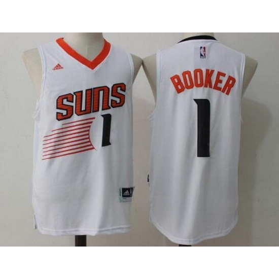 Men Phoenix Suns 1 Devin Booker White Stitched Basketball Jersey Men Phoenix Suns 1 Devin Booker White Stitched Basketball Jersey