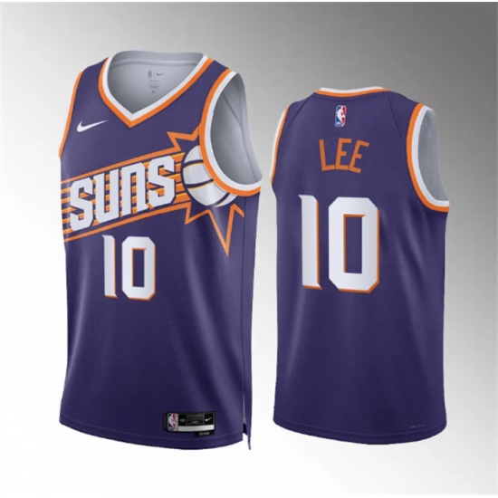Men Phoenix Suns 10 Damion Lee Purple Icon Edition Stitched Basketball Jersey Men Phoenix Suns 10 Damion Lee Purple Icon Edition Stitched Basketball Jersey