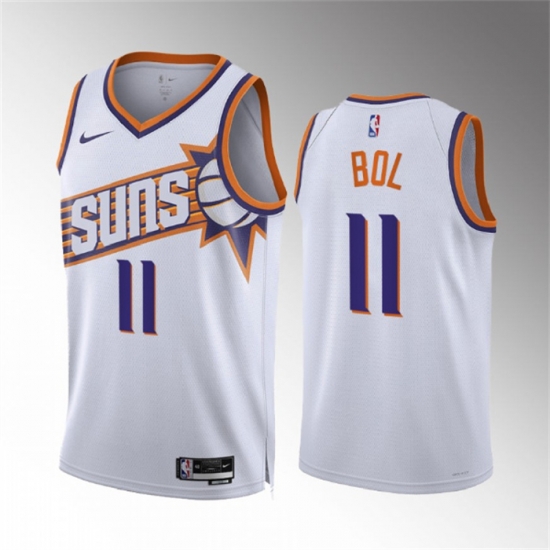 Men Phoenix Suns 11 Bol Bol White Association Edition Stitched Basketball Jersey Men Phoenix Suns 11 Bol Bol White Association Edition Stitched Basketball Jersey