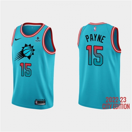 Men Phoenix Suns 15 Cameron Payne Blue 2022 23 City Edition With Black Payple Patch Stitched Basketball Jersey Men Phoenix Suns 15 Cameron Payne Blue 2022 23 City Edition With Black Payple Patch Stitched Basketball Jersey