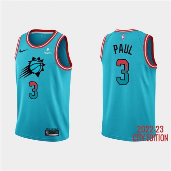 Men Phoenix Suns 3 Chris Paul 2022 23 Blue City Edition Stitched Basketball Jersey Men Phoenix Suns 3 Chris Paul 2022 23 Blue City Edition Stitched Basketball Jersey