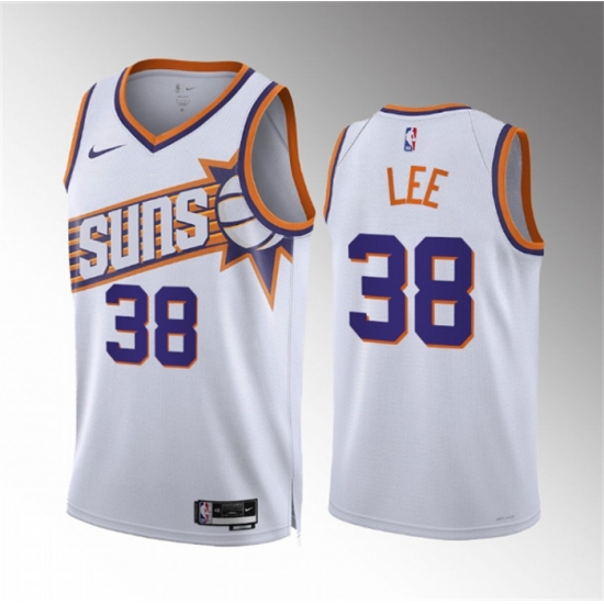 Men Phoenix Suns 38 Saben Lee White Association Edition Stitched Basketball Jersey Men Phoenix Suns 38 Saben Lee White Association Edition Stitched Basketball Jersey