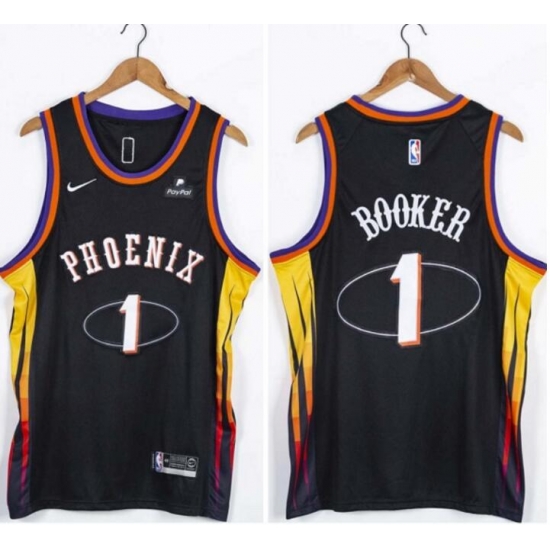 Men Suns 1 Devin Booker Black Nike Swingman Jersey Men Suns 1 Devin Booker Black Nike Swingman Jersey