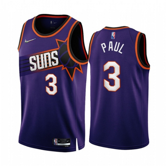 Men's Phoenix Suns #3 Chris Paul 2022-23 Purple 75th Anniversary Icon Edition Stitched Jersey Men's Phoenix Suns #3 Chris Paul 2022-23 Purple 75th Anniversary Icon Edition Stitched Jersey