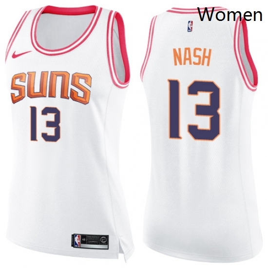 Womens Nike Phoenix Suns 13 Steve Nash Swingman WhitePink Fashion NBA Jersey Womens Nike Phoenix Suns 13 Steve Nash Swingman WhitePink Fashion NBA Jersey