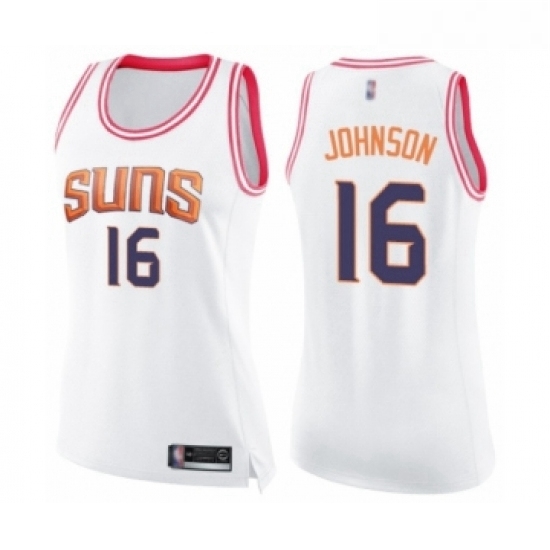 Womens Phoenix Suns 16 Tyler Johnson Swingman White Pink Fashion Basketball Jerse Womens Phoenix Suns 16 Tyler Johnson Swingman White Pink Fashion Basketball Jerse