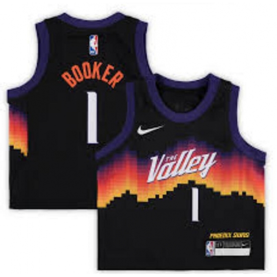 Toddler Phoenix Suns 1 Devin Booker Black 2021 City Edition Stitched Jersey Toddler Phoenix Suns 1 Devin Booker Black 2021 City Edition Stitched Jersey