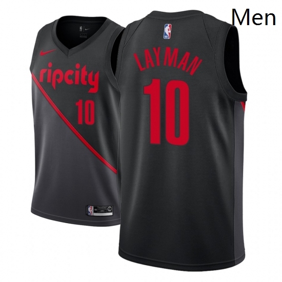 Men NBA 2018 19 Portland Trail Blazers 10 Jake Layman City Edition Black Jersey Men NBA 2018 19 Portland Trail Blazers 10 Jake Layman City Edition Black Jersey