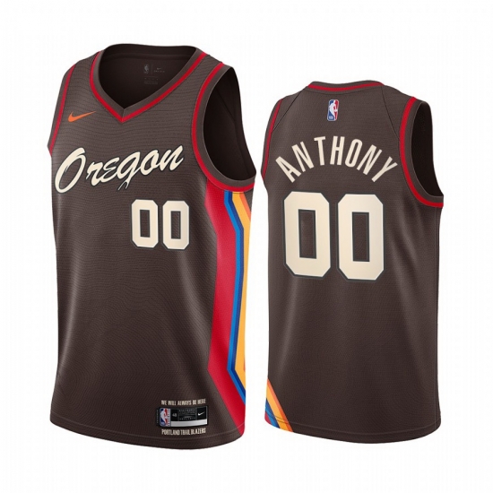 Men Nike Portland Blazers 00 Carmelo Anthony Chocolate NBA Swingman 2020 21 City Edition Jersey Men Nike Portland Blazers 00 Carmelo Anthony Chocolate NBA Swingman 2020 21 City Edition Jersey