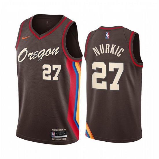 Men Nike Portland Blazers 27 Jusuf Nurkic Chocolate NBA Swingman 2020 21 City Edition Jersey Men Nike Portland Blazers 27 Jusuf Nurkic Chocolate NBA Swingman 2020 21 City Edition Jersey
