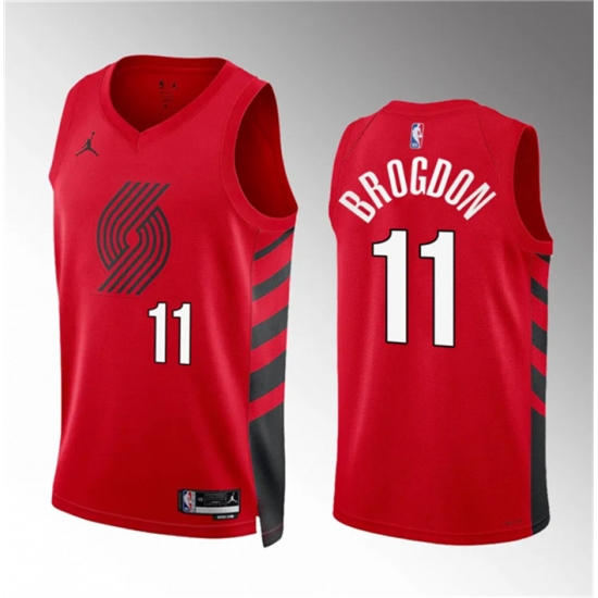 Men Portland Trail Blazers 11 Malcolm Brogdon Red Statement Edition Stitched Basketball Jersey Men Portland Trail Blazers 11 Malcolm Brogdon Red Statement Edition Stitched Basketball Jersey