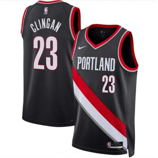 Men Portland Trail Blazers 23 Donovan Clingan Black 2024 Draft Icon Edition Stitched Basketball Jersey Men Portland Trail Blazers 23 Donovan Clingan Black 2024 Draft Icon Edition Stitched Basketball Jersey