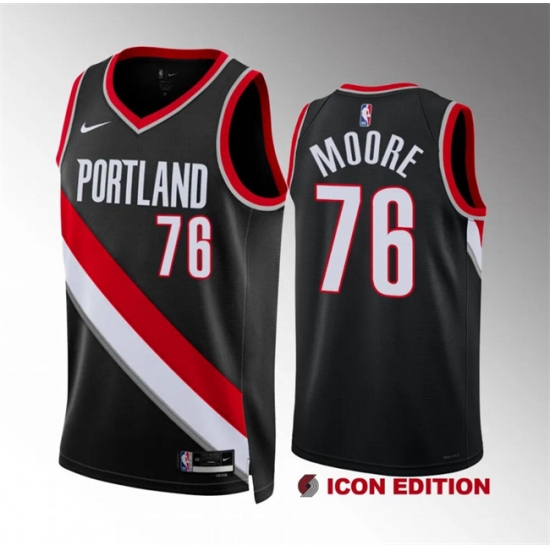 Men Portland Trail Blazers 76 Taze Moore Black Icon Edition Stitched Basketball Jersey Men Portland Trail Blazers 76 Taze Moore Black Icon Edition Stitched Basketball Jersey