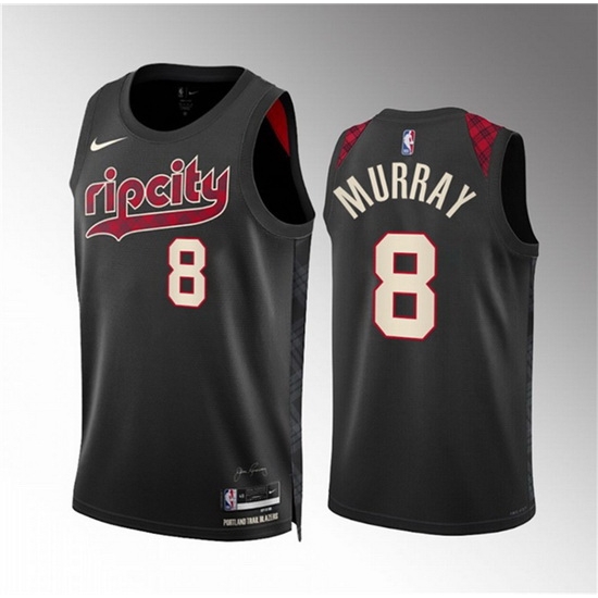 Men Portland Trail Blazers 8 Kris Murray Black 2023 24 City Edition Stitched Basketball Jersey Men Portland Trail Blazers 8 Kris Murray Black 2023 24 City Edition Stitched Basketball Jersey