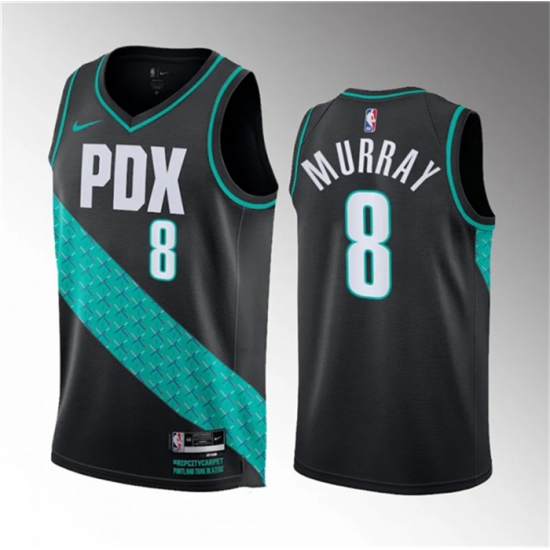 Men Portland Trail Blazers 8 Kris Murray Black 2023 Draft City Edition Stitched Basketball Jersey Men Portland Trail Blazers 8 Kris Murray Black 2023 Draft City Edition Stitched Basketball Jersey