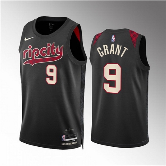 Men Portland Trail Blazers 9 Jerami Grant Black 2023 24 City Edition Stitched Basketball Jersey Men Portland Trail Blazers 9 Jerami Grant Black 2023 24 City Edition Stitched Basketball Jersey