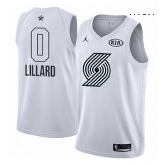 Mens Nike Jordan Portland Trail Blazers 0 Damian Lillard Swingman White 2018 All Star Game NBA Jersey Mens Nike Jordan Portland Trail Blazers 0 Damian Lillard Swingman White 2018 All Star Game NBA Jersey
