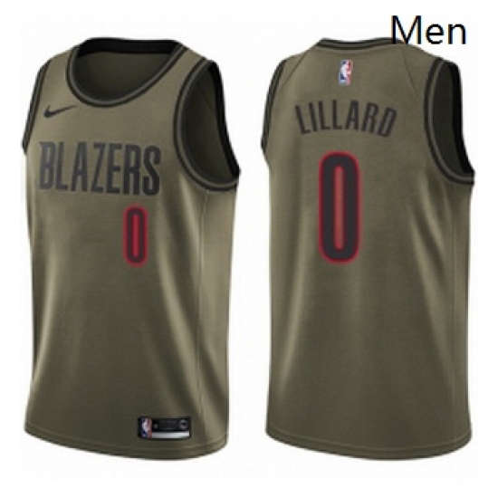 Mens Nike Portland Trail Blazers 0 Damian Lillard Swingman Green Salute to Service NBA Jersey Mens Nike Portland Trail Blazers 0 Damian Lillard Swingman Green Salute to Service NBA Jersey
