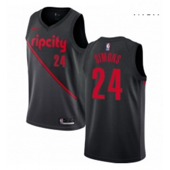 Mens Nike Portland Trail Blazers 24 Anfernee Simons Swingman Black NBA Jersey 2018 19 City Edition Mens Nike Portland Trail Blazers 24 Anfernee Simons Swingman Black NBA Jersey 2018 19 City Edition