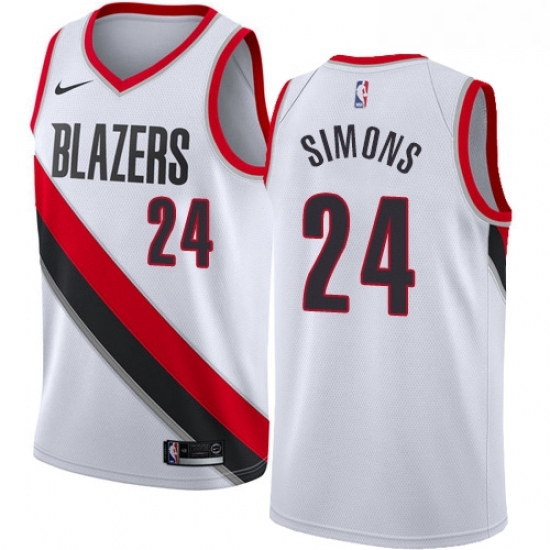 Mens Nike Portland Trail Blazers 24 Anfernee Simons Swingman White NBA Jersey Association Edition Mens Nike Portland Trail Blazers 24 Anfernee Simons Swingman White NBA Jersey Association Edition