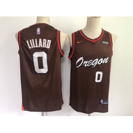 Men's Portland Trail Blazers #0 Damian Lillard Brown City Player Jersey Men's Portland Trail Blazers #0 Damian Lillard Brown City Player Jersey