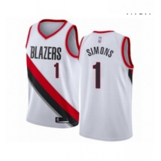 Mens Portland Trail Blazers 1 Anfernee Simons Authentic White Basketball Jersey Association Edition Mens Portland Trail Blazers 1 Anfernee Simons Authentic White Basketball Jersey Association Edition