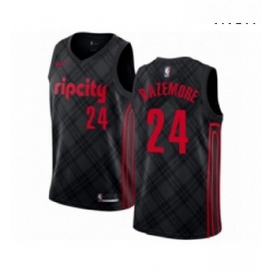 Mens Portland Trail Blazers 24 Kent Bazemore Authentic Black Basketball Jersey City Edition Mens Portland Trail Blazers 24 Kent Bazemore Authentic Black Basketball Jersey City Edition
